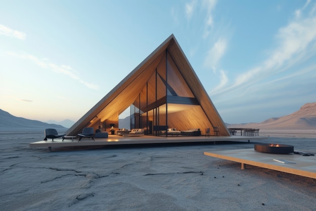 Bezpłatne zdjęcie Łącząc futurystyczne budynki z pustynnym krajobrazem.