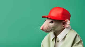 Bezpłatne zdjęcie Ładny szczur ubrany w ubrania w studiu