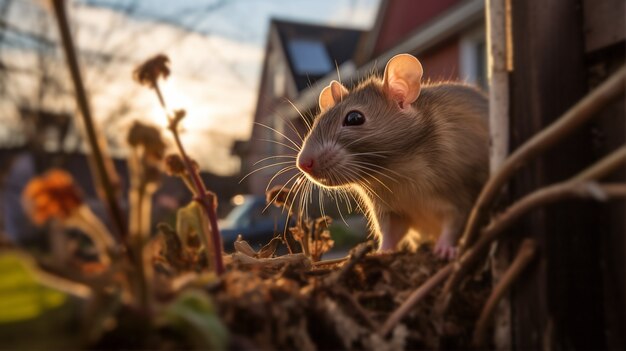 Ładny szczur w miejskim stylu życia