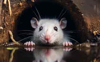 Bezpłatne zdjęcie Ładny szczur w swojej norze