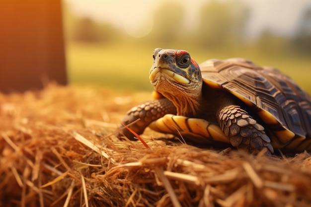 Bezpłatne zdjęcie Ładny żółw w lesie