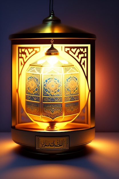 Bezpłatne zdjęcie lampa z napisem ramadan