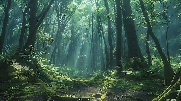 Bezpłatne zdjęcie las aokigahara w bardzo szczegółowym stylu