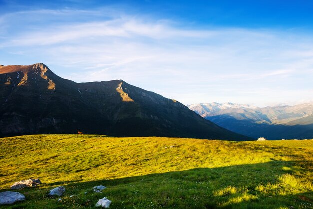 Lato widok średniogórze w Pyrenees