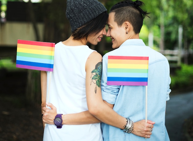 Bezpłatne zdjęcie lgbt asian lesbijek para