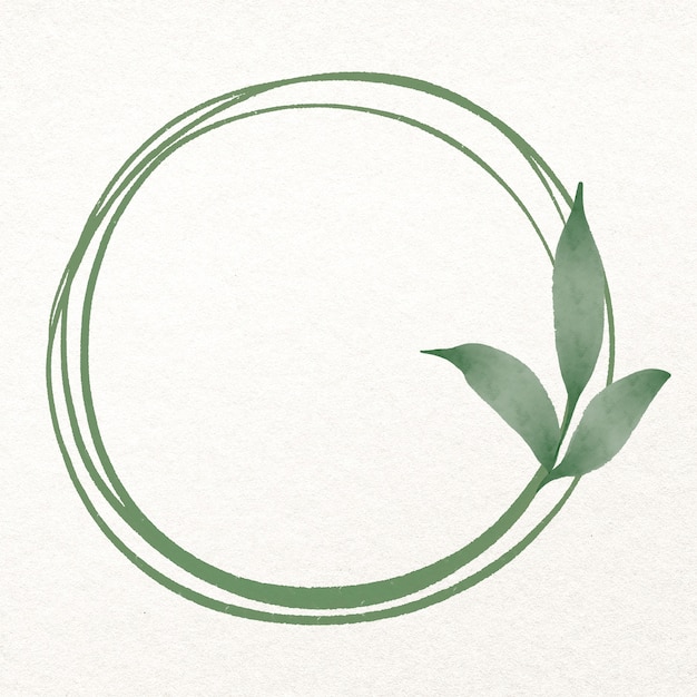 Bezpłatne zdjęcie liść okrągła ramka w akwareli zielonej
