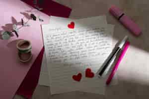Bezpłatne zdjęcie list miłosny z kolekcją romantycznych artykułów.