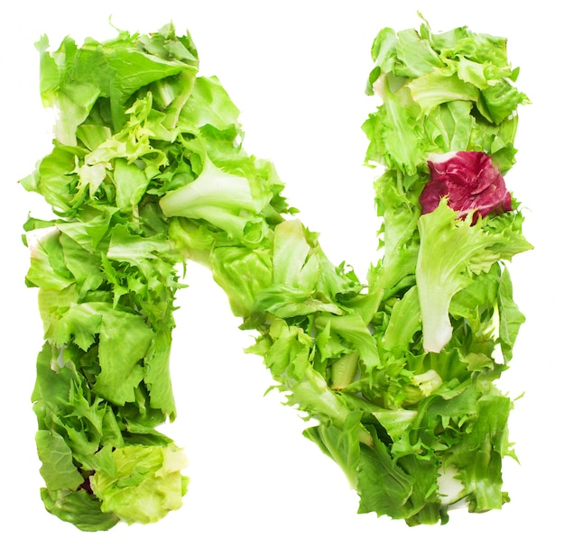 Litera N z smaczne sałaty