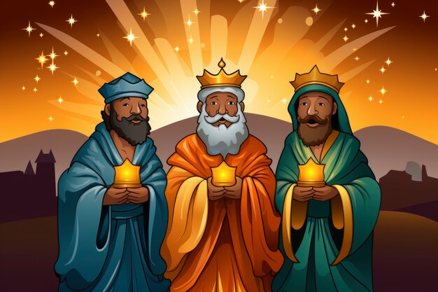 Los reyes magos epiphany ilustracja kreskówkowa