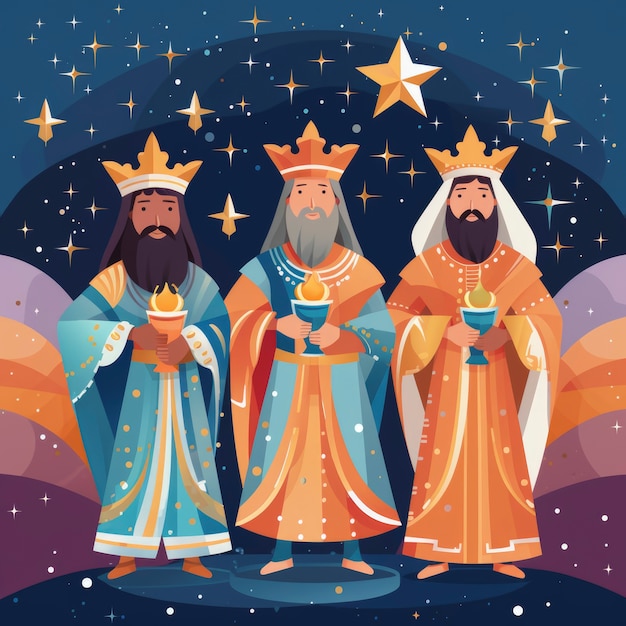 Los reyes magos epiphany ilustracja kreskówkowa