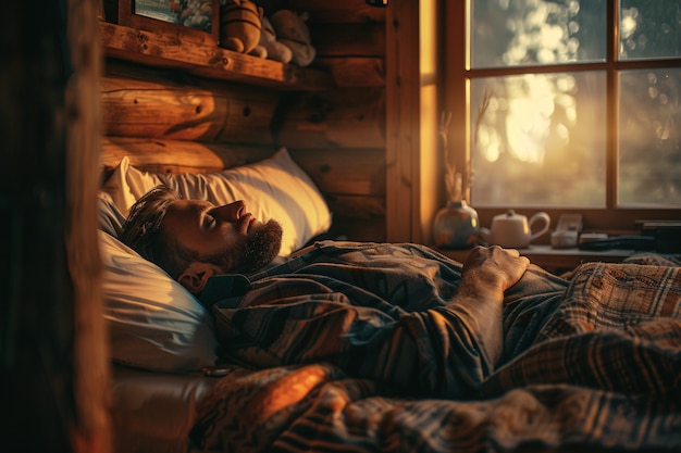 Bezpłatne zdjęcie ludzie odpoczywają w swoich drewnianych domach