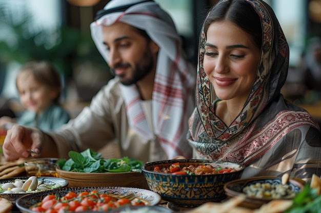 Bezpłatne zdjęcie ludzie świętują ramadan razem