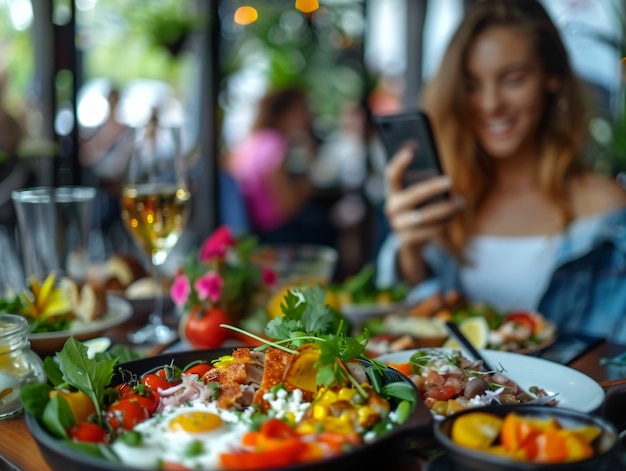 Ludzie tworzący treści gastronomiczne do przesyłania do Internetu dla miłośników jedzenia