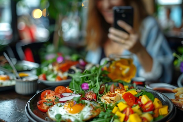 Ludzie tworzący treści gastronomiczne do przesyłania do Internetu dla miłośników jedzenia