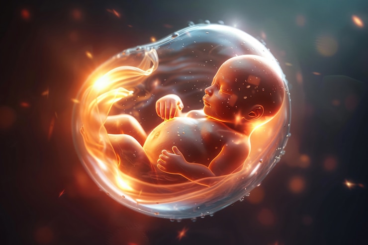 Bezpłatny plik Zdjęcie ludzki płód na etapie rozwoju prenatalnego w łonie matki