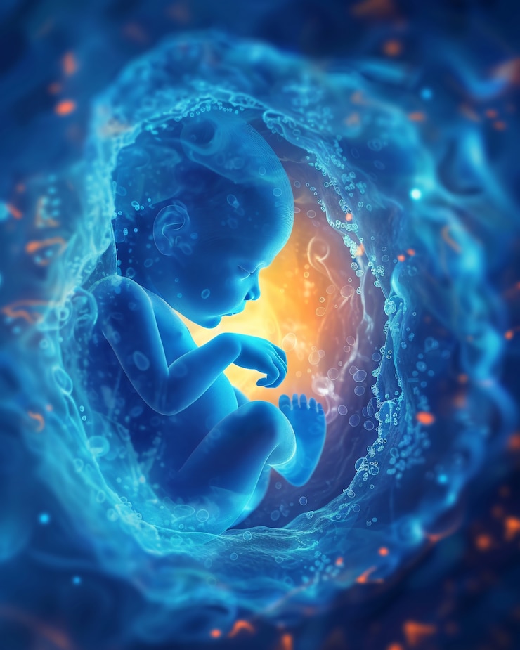 Bezpłatny plik Zdjęcie ludzki płód na etapie rozwoju prenatalnego w łonie matki