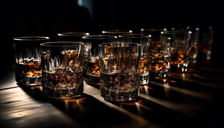 Bezpłatny plik Zdjęcie luksusowa celebracja whisky w eleganckim barze wygenerowanym przez ai