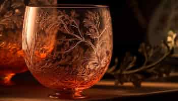 Bezpłatne zdjęcie luksusowa szklanka whisky odzwierciedla elegancki płomień uroczystości generowany przez sztuczną inteligencję