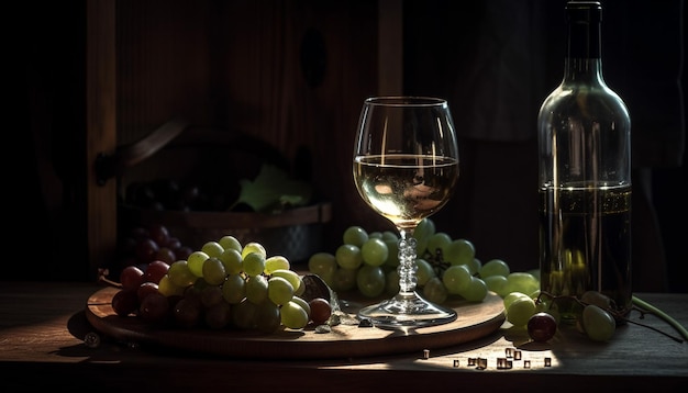 Bezpłatne zdjęcie luksusowy cabernet sauvignon w rustykalnej winnicy wygenerowanej przez sztuczną inteligencję