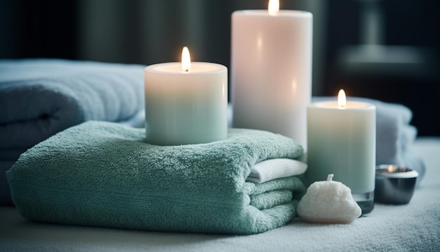 Bezpłatne zdjęcie luksusowy zabieg spa aromaterapia przy świecach masowanie rozpieszczający relaks relaks generowany przez ai
