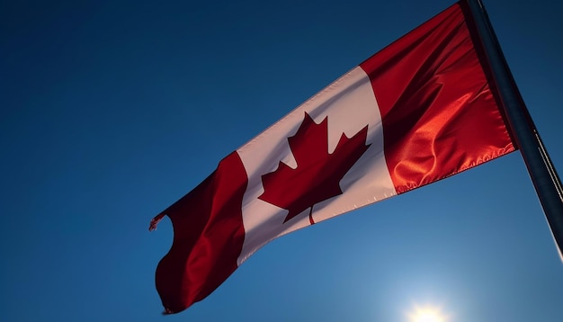 Bezpłatne zdjęcie machająca kanadyjska flaga symbolizuje patriotyzm i generatywną dumę ai