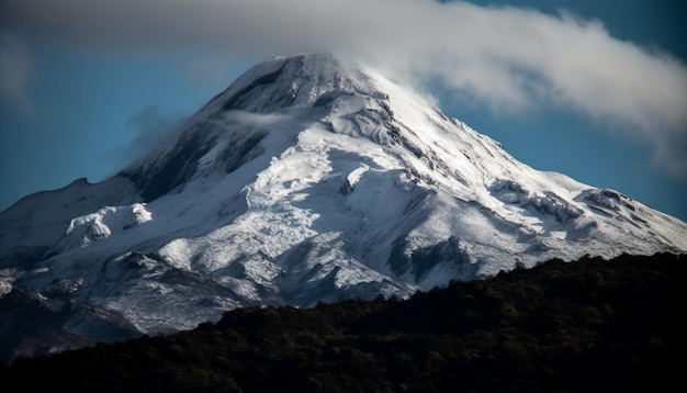 Bezpłatne zdjęcie majestatyczna przygoda ze śniegiem i lodem na szczytach górskich generowana przez sztuczną inteligencję