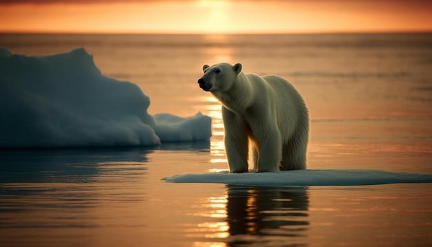Majestatyczny arktyczny ssak patrzący na kamerę spokojną scenę generowaną przez sztuczną inteligencję