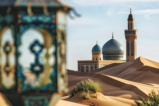 Majestatyczny meczet na świętowanie islamskiego Nowego Roku z fantastyczną architekturą