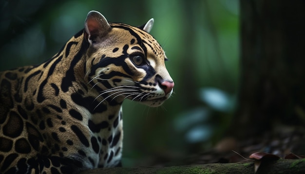 Bezpłatne zdjęcie majestatyczny tygrys bengalski wpatrujący się w las generowany przez sztuczną inteligencję