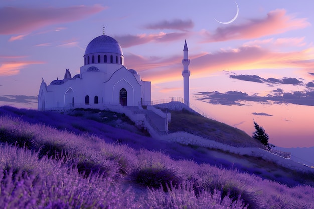 Bezpłatne zdjęcie majestic mosque for islamic new year celebration with fantasy architecture