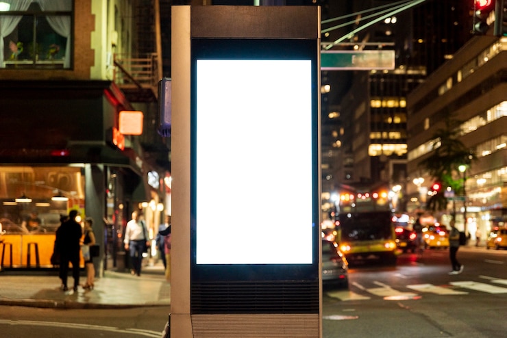 Bezpłatny plik Zdjęcie makieta billboard na post chodniku