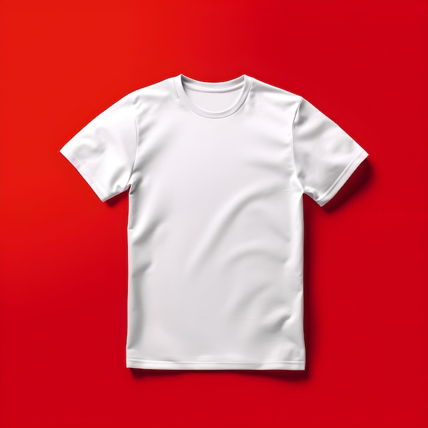 Bezpłatne zdjęcie makieta pustej białej koszulki na czerwonym tle