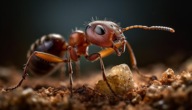 Mała kolonia mrówek pracuje razem, aby zdobyć żywność generowaną przez sztuczną inteligencję