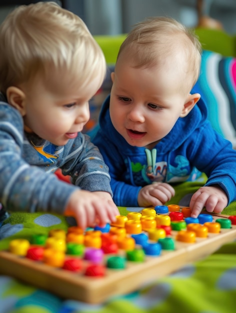 Małe dzieci z autyzmem bawiące się razem