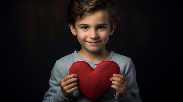 Małe dziecko trzymające trójwymiarowy kształt serca
