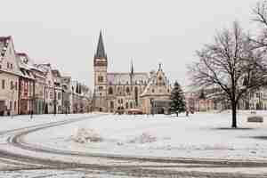 Bezpłatne zdjęcie małe miasteczko w śniegu