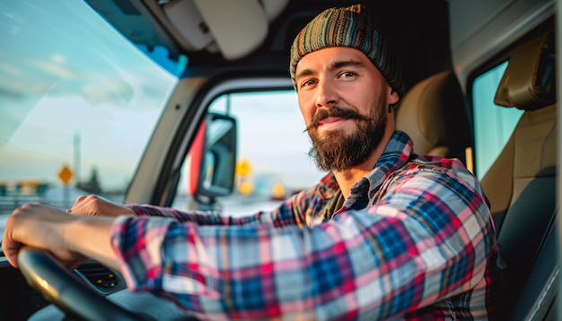 Bezpłatne zdjęcie man working as a truck driver