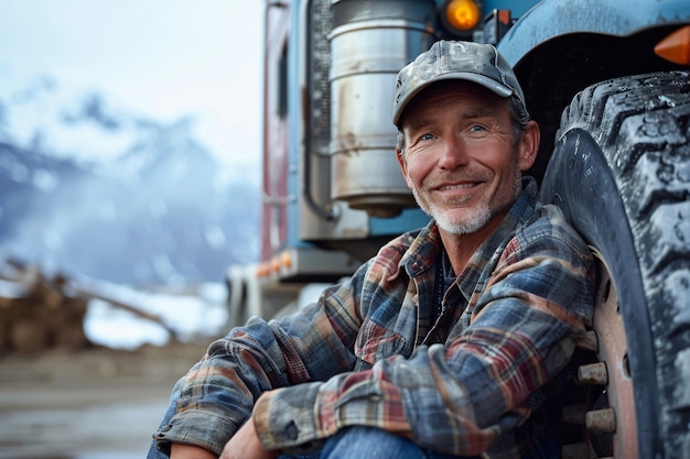 Bezpłatne zdjęcie man working as a truck driver