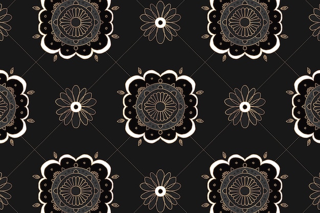 Bezpłatne zdjęcie mandala czarny kwiatowy indyjski wzór tła