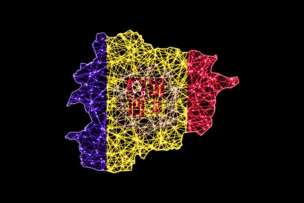 Mapa Andory, mapa linii siatki wielokątnej, mapa flagi