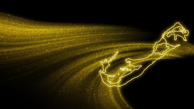 Mapa Bermudów, mapa złota Brokat na ciemnym tle