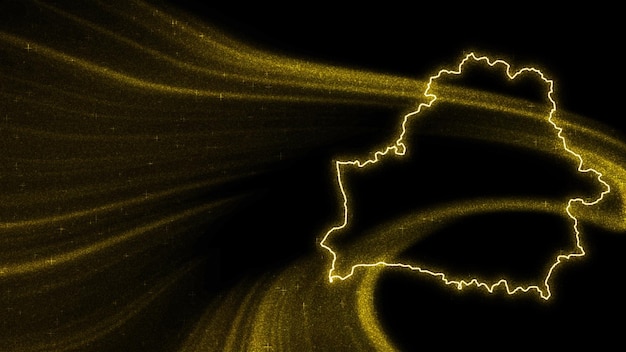 Mapa Białorusi, złoty brokat mapa na ciemnym tle
