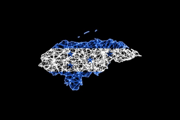 Mapa Hondurasu, mapa linii siatki wielokątnej, mapa flagi