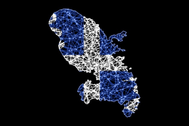 Mapa Martyniki, mapa linii siatki wielokątnej, mapa flagi