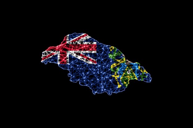 Mapa Pitcairn, mapa linii siatki wielokątnej, mapa flag