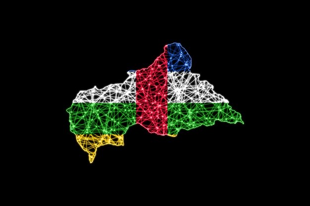 Mapa Republiki Środkowoafrykańskiej, mapa linii siatki wielokątnej, mapa flagi