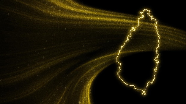 Mapa Saint Lucia, złota brokatowa mapa na ciemnym tle