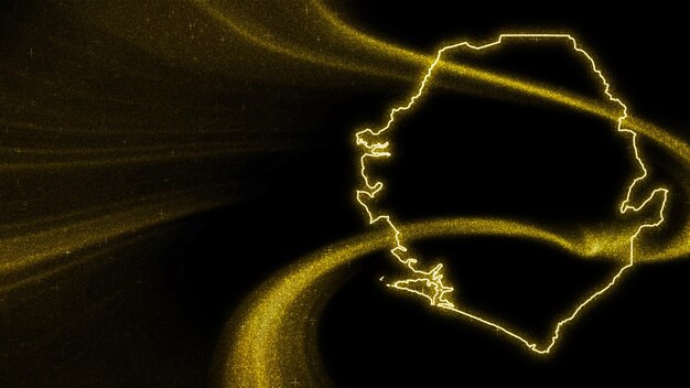 Bezpłatne zdjęcie mapa sierra leone, mapa złota z brokatem na ciemnym tle