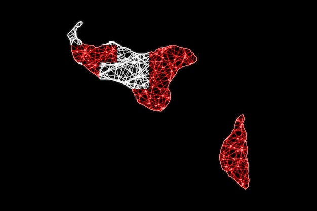 Bezpłatne zdjęcie mapa tonga, mapa linii siatki wielokątnej, mapa flag