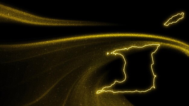 Mapa Trynidadu i Tobago, mapa złota z brokatem na ciemnym tle